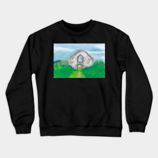 Hen Eglwys, Chapel on the Hill - Pastel Drawing Crewneck Sweatshirt